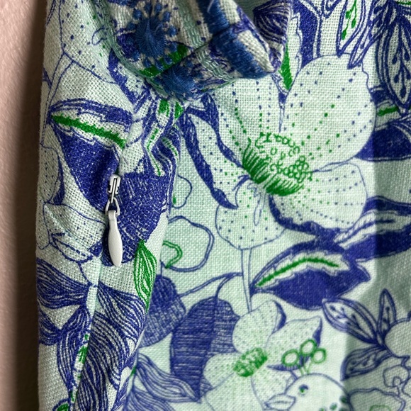 Vineyard Vines Cordia Floral Dress Blue Green Embroidered Size 10 Cotton Linen - Picture 12 of 16